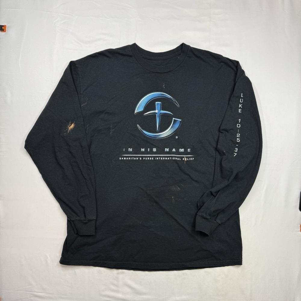 Samaritan's Purse International Relief Black Long Sleeve T-Shirt Size XL Jesus T